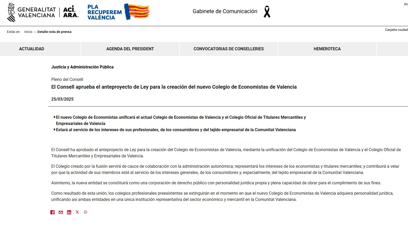 El Consell aprueba el anteproyecto de Ley para la creación del nuevo ...